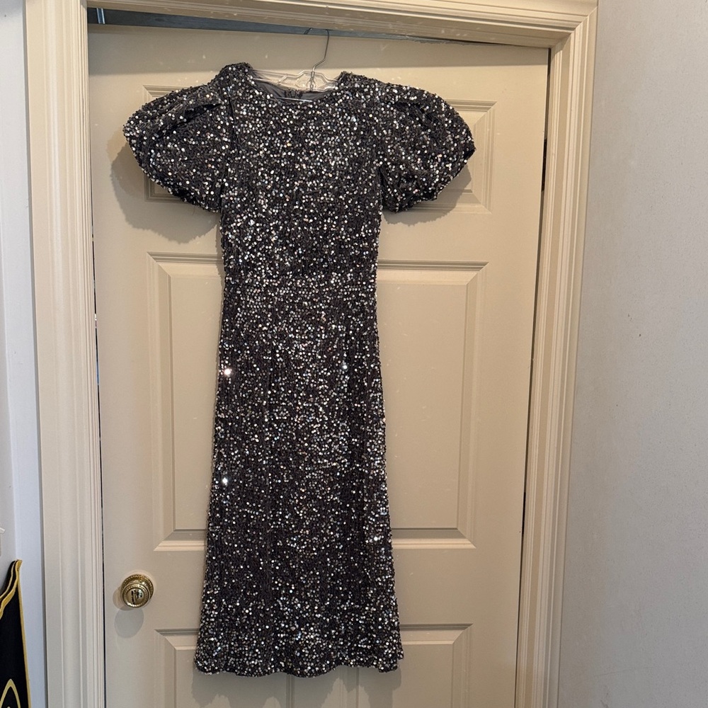 BooHoo Sparkling Sequin Dress with Puff Sleeves